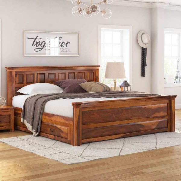 Sheesham Solid Wood Bed With Storage