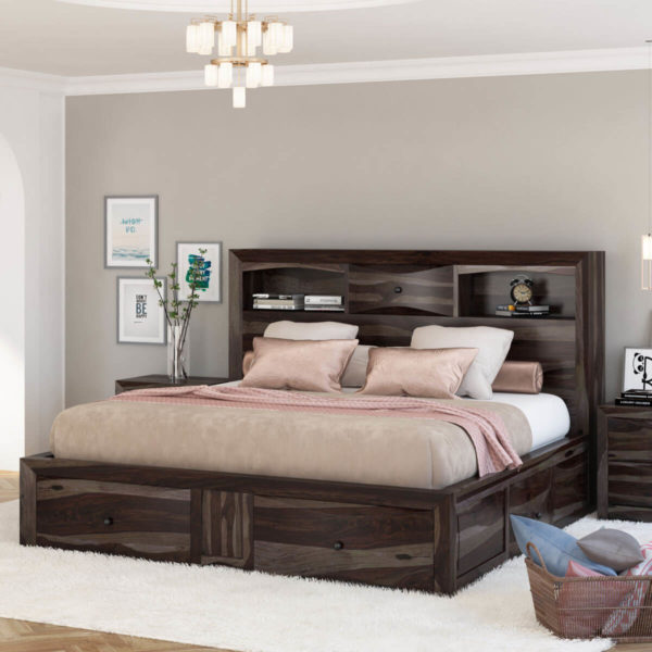 Sheesham Solid Wood Bed With Storage